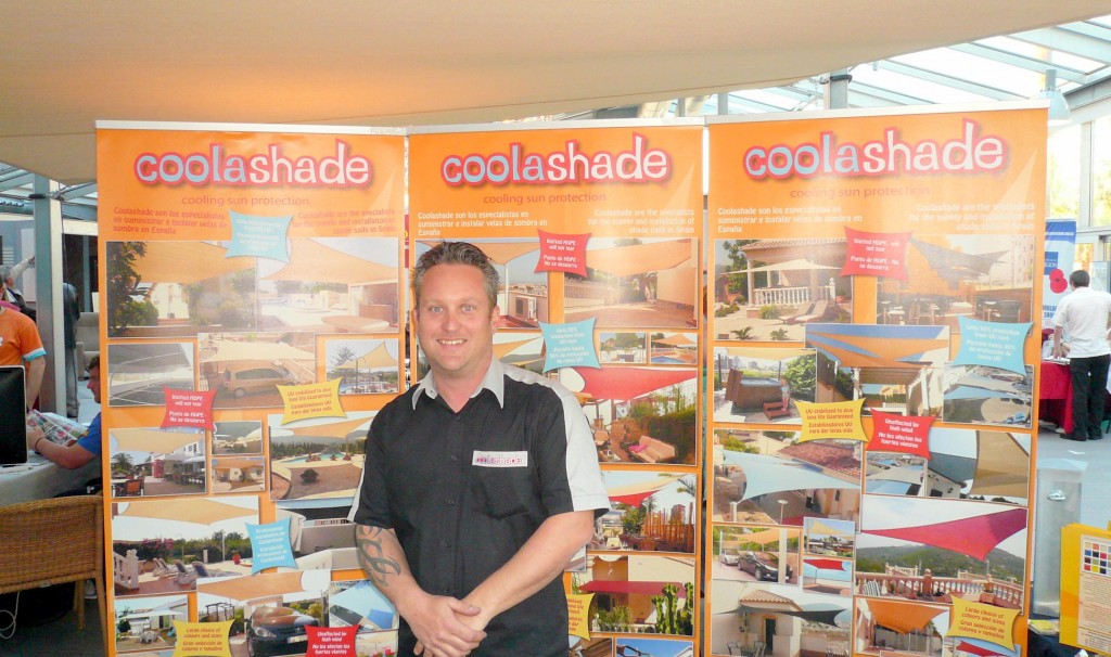 Rob Harris promoting Coolashade Shade Sails Spain at the This is Spain Exhibition, Albir 2011