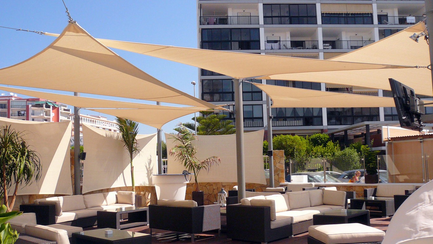 Coolashade shade sails for bars and cafés Shading Bars in Spain